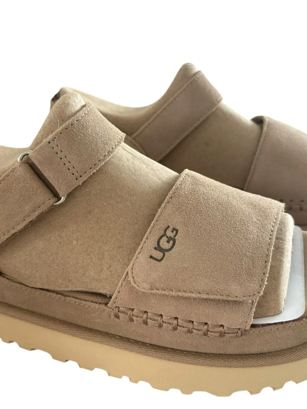 UGG Women's Goldenstar Flat Platform Lug-Sole Sandal in Sand - Picture 11 of 15